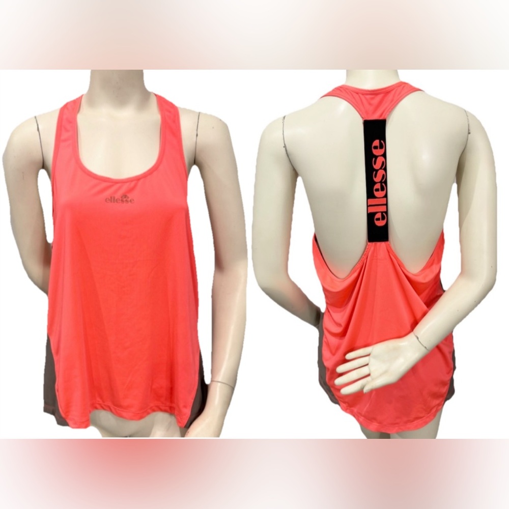 Ellesse Italia Women’s Coral Pink Racerback Tank Top Gym Sports Vest Size L